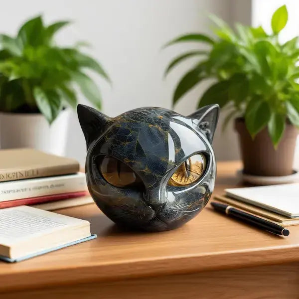 Luxury Black Cat Stone Sculpture
