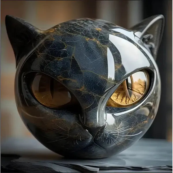 Luxury Black Cat Stone Sculpture