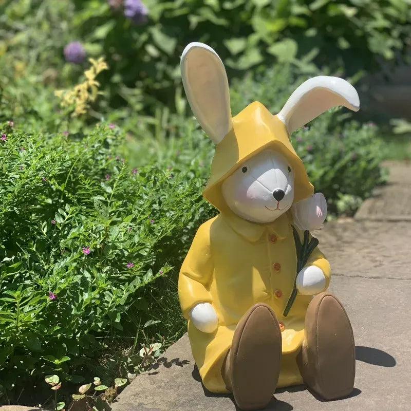 Raincoat Bunny Garden Decoration for easter