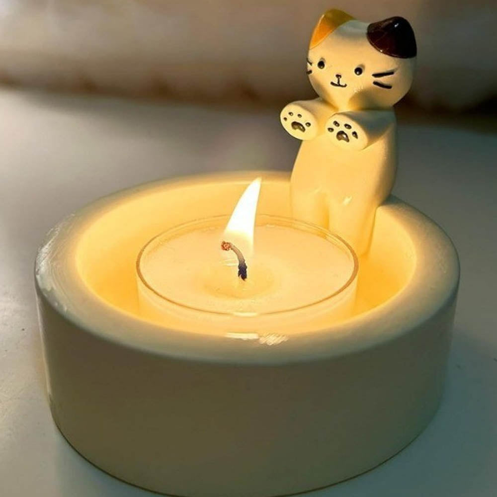 Cartoon Kitten Candle Holder