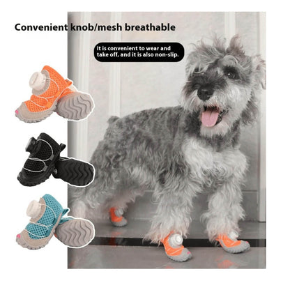 Button swivel soft sole non-slip oxford cloth dog shoes