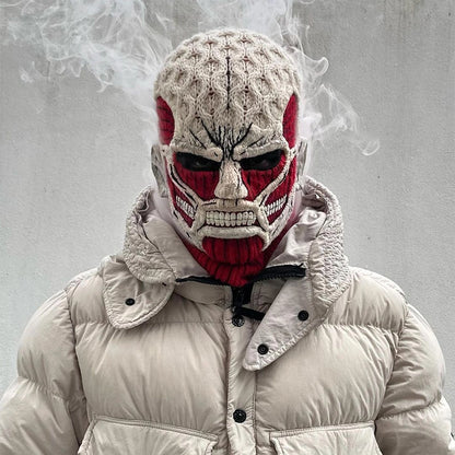 The Colossal Titan balaclava, meticulously hand-knitted