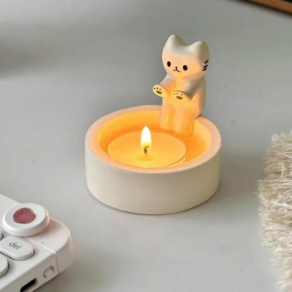 Cartoon Kitten Candle Holder