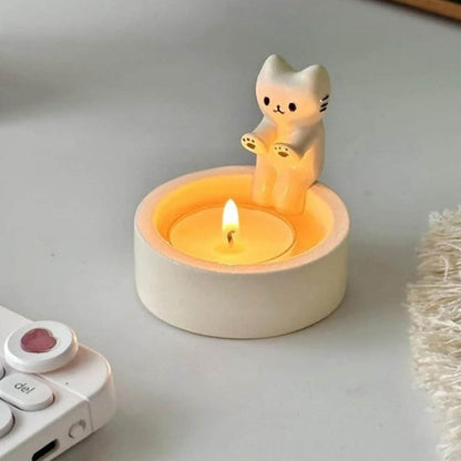 Cartoon Kitten Candle Holder