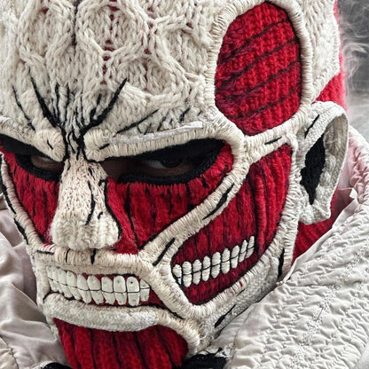 The Colossal Titan balaclava, meticulously hand-knitted