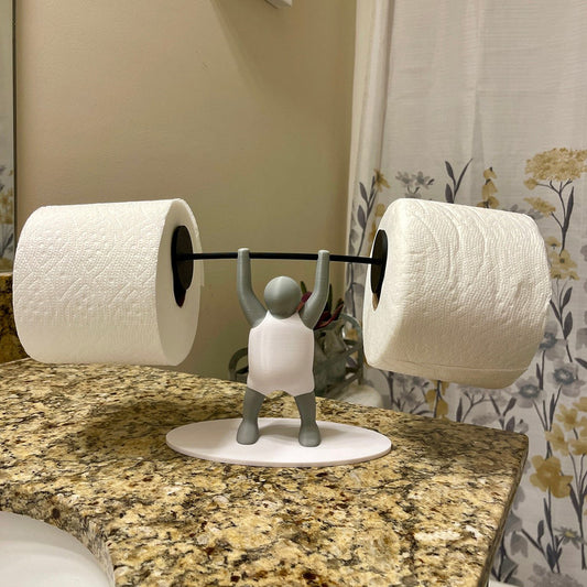 3D Printed Toilet Paper Holder - Weightlifter | Funny Bathroom Decor