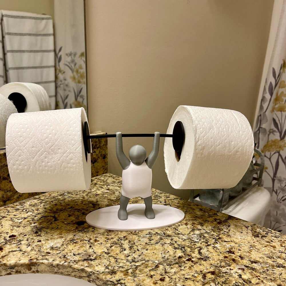 3D Printed Toilet Paper Holder - Weightlifter | Funny Bathroom Decor