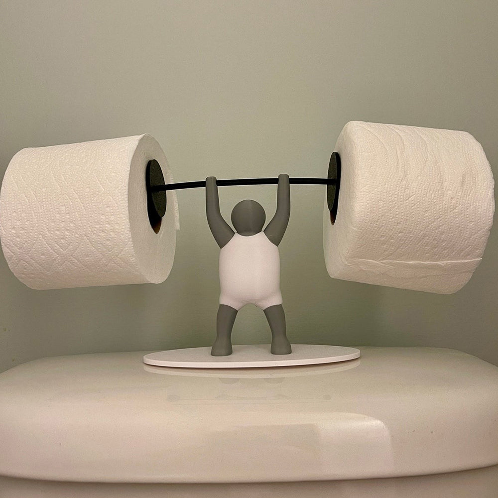 3D Printed Toilet Paper Holder - Weightlifter | Funny Bathroom Decor