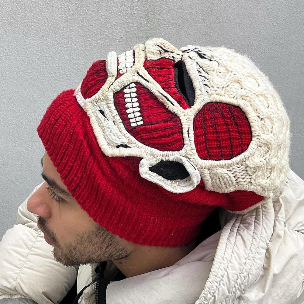 The Colossal Titan balaclava, meticulously hand-knitted