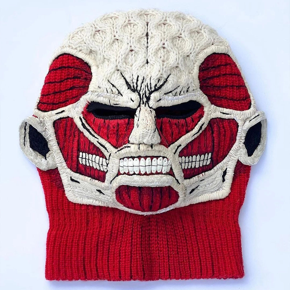 The Colossal Titan balaclava, meticulously hand-knitted