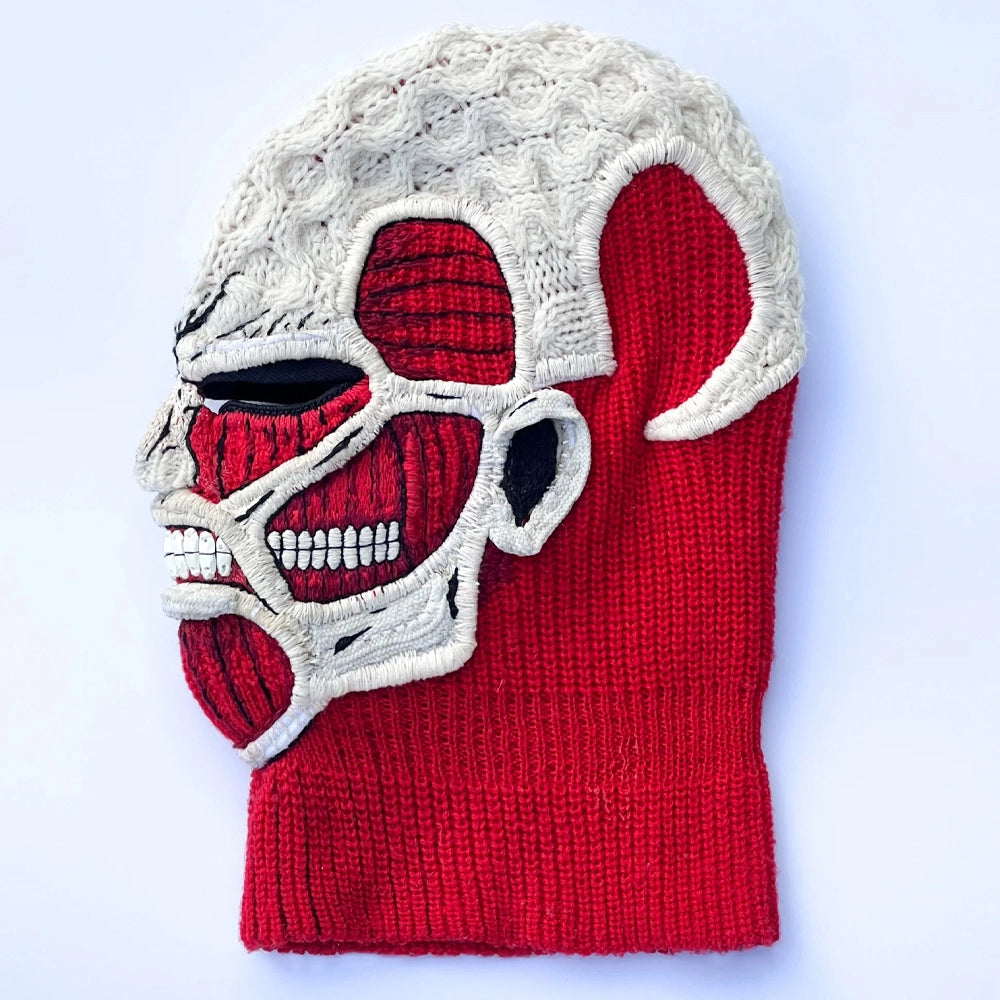 The Colossal Titan balaclava, meticulously hand-knitted