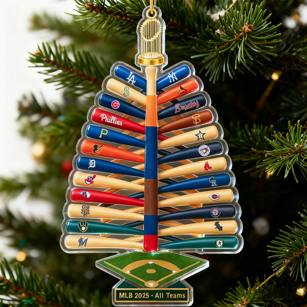 American Baseball League Christmas Tree Ornaments. Set of 3