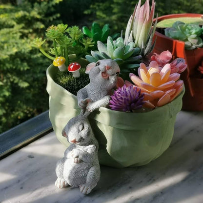 Bunny Rabbit Planter Pot Garden Flower