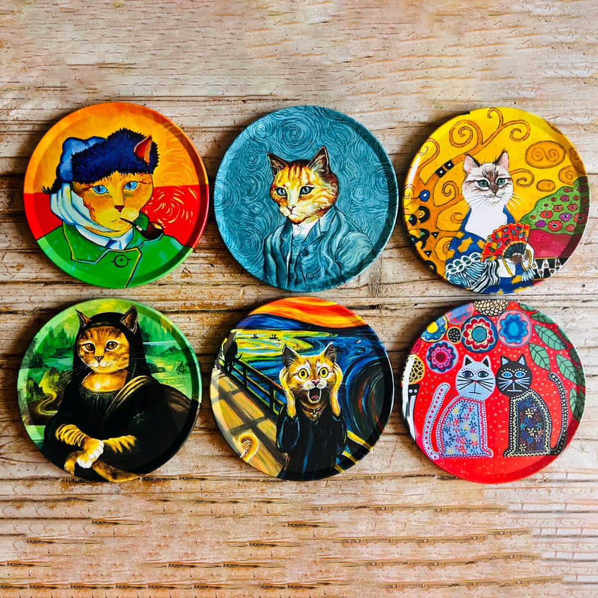 Ceramic Cat Art Coasters