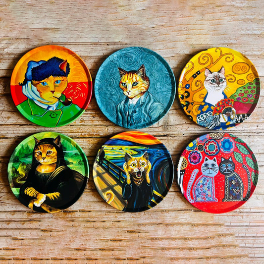 Ceramic Cat Art Coasters