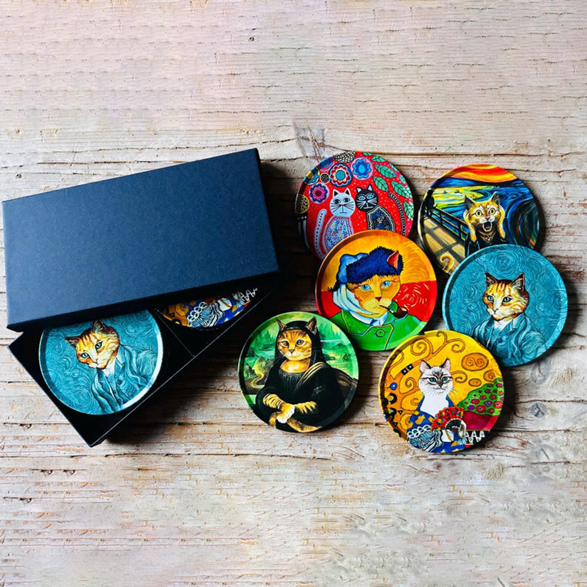 Ceramic Cat Art Coasters