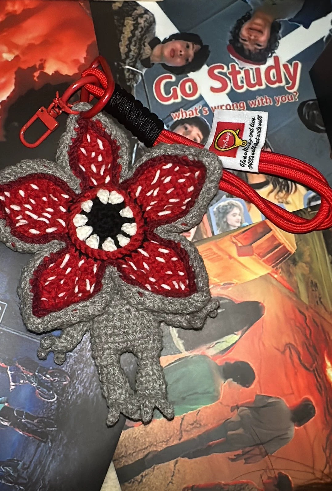 Demogorgon knitted keychain, 5.2"-6"