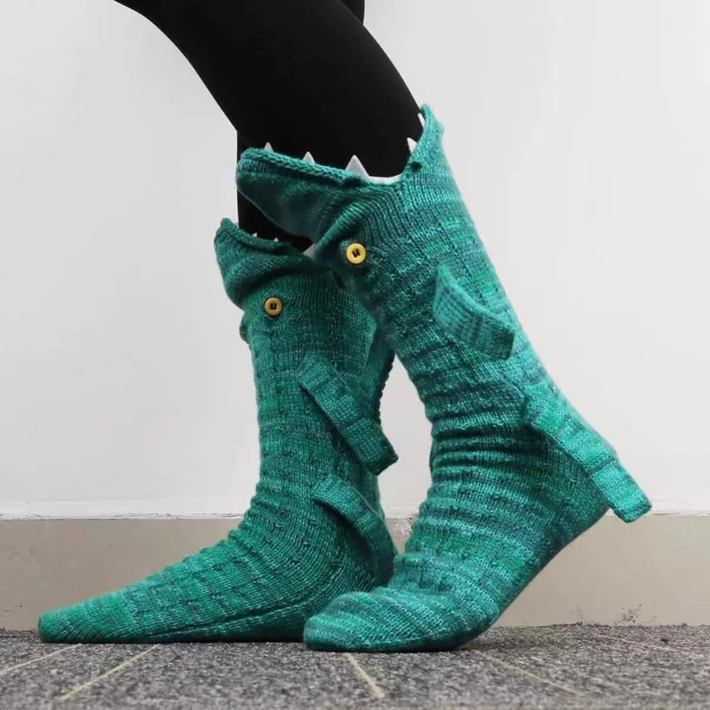 Dino-Chomp Christmas Knitted Socks