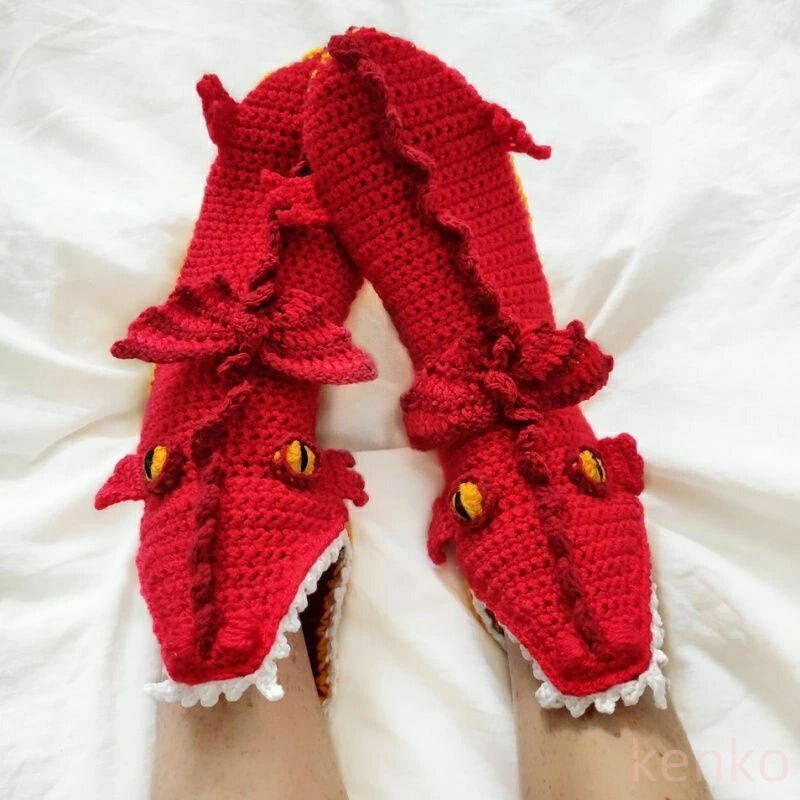 Dino-Chomp Christmas Knitted Socks