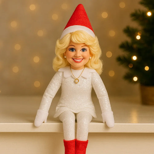 Dolly Parton On A Stoop Christmas Elf Doll