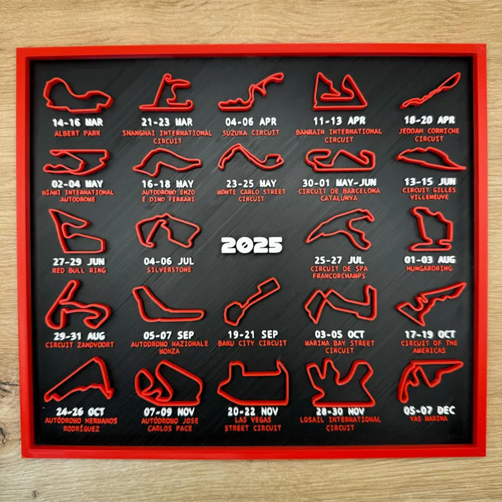 F1 Racetrack 3D Calendar 2025 | Season Overview