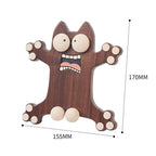 Frightened Little Monster Cat Wooden Phone Holder
