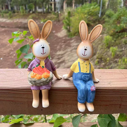 Fruit Bunny Outdoor Garden Sculpture, set of 2