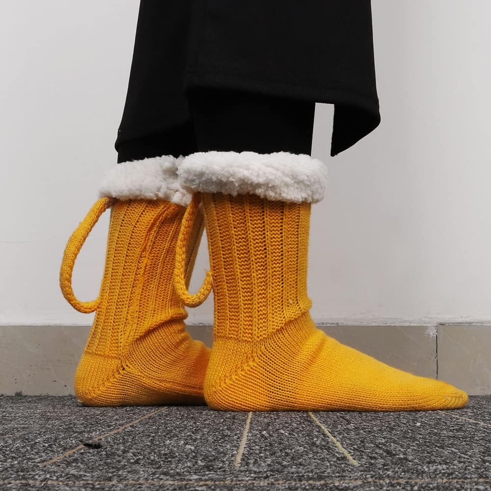 Funny Knitted Beer Socks with Handcrafted Handle