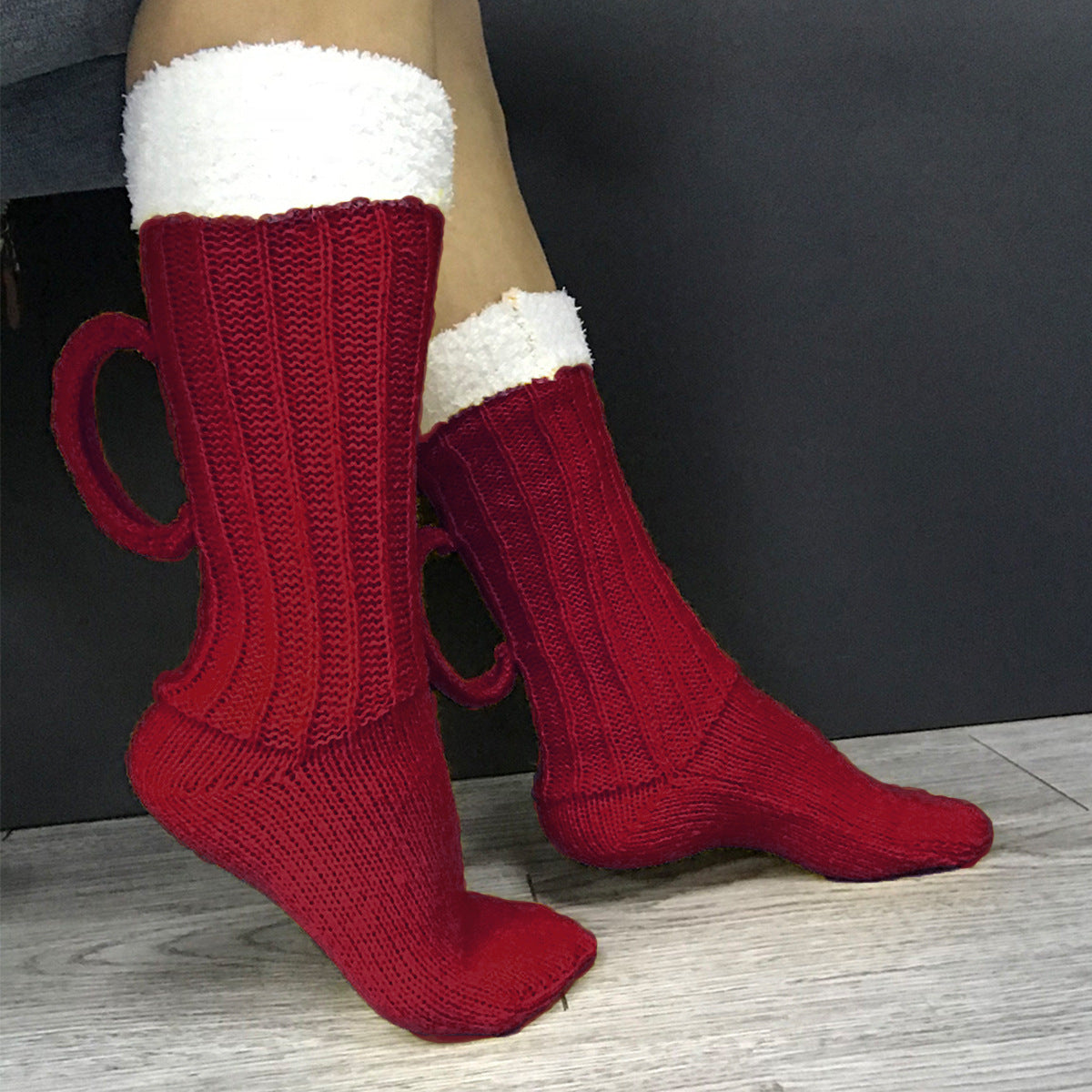 Funny Knitted Beer Socks with Handcrafted Handle