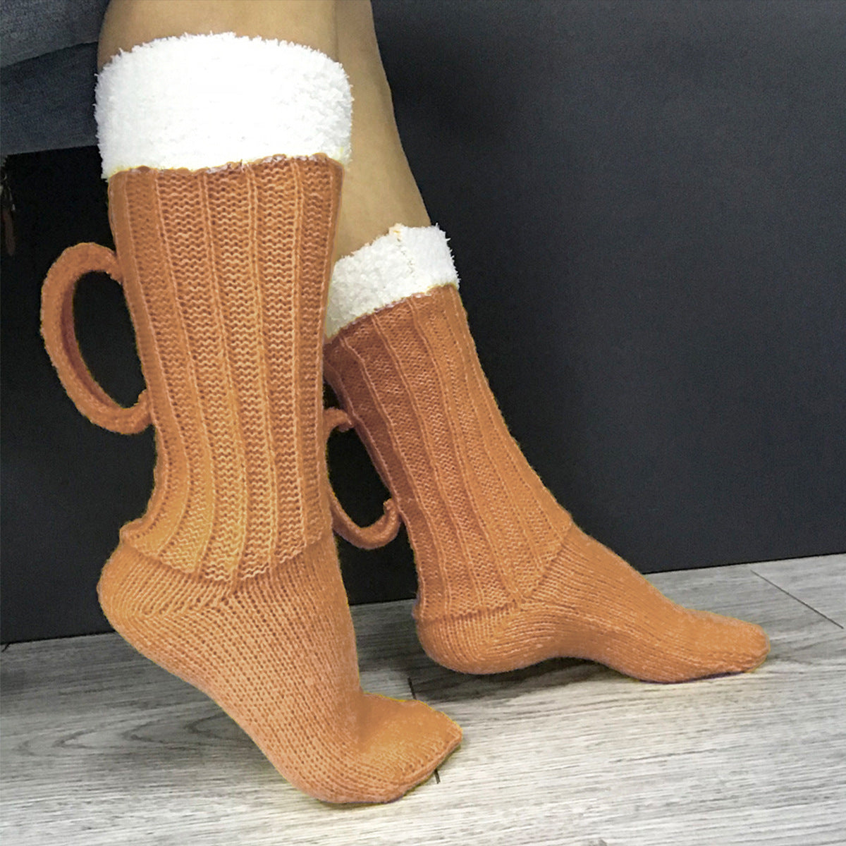 Funny Knitted Beer Socks with Handcrafted Handle