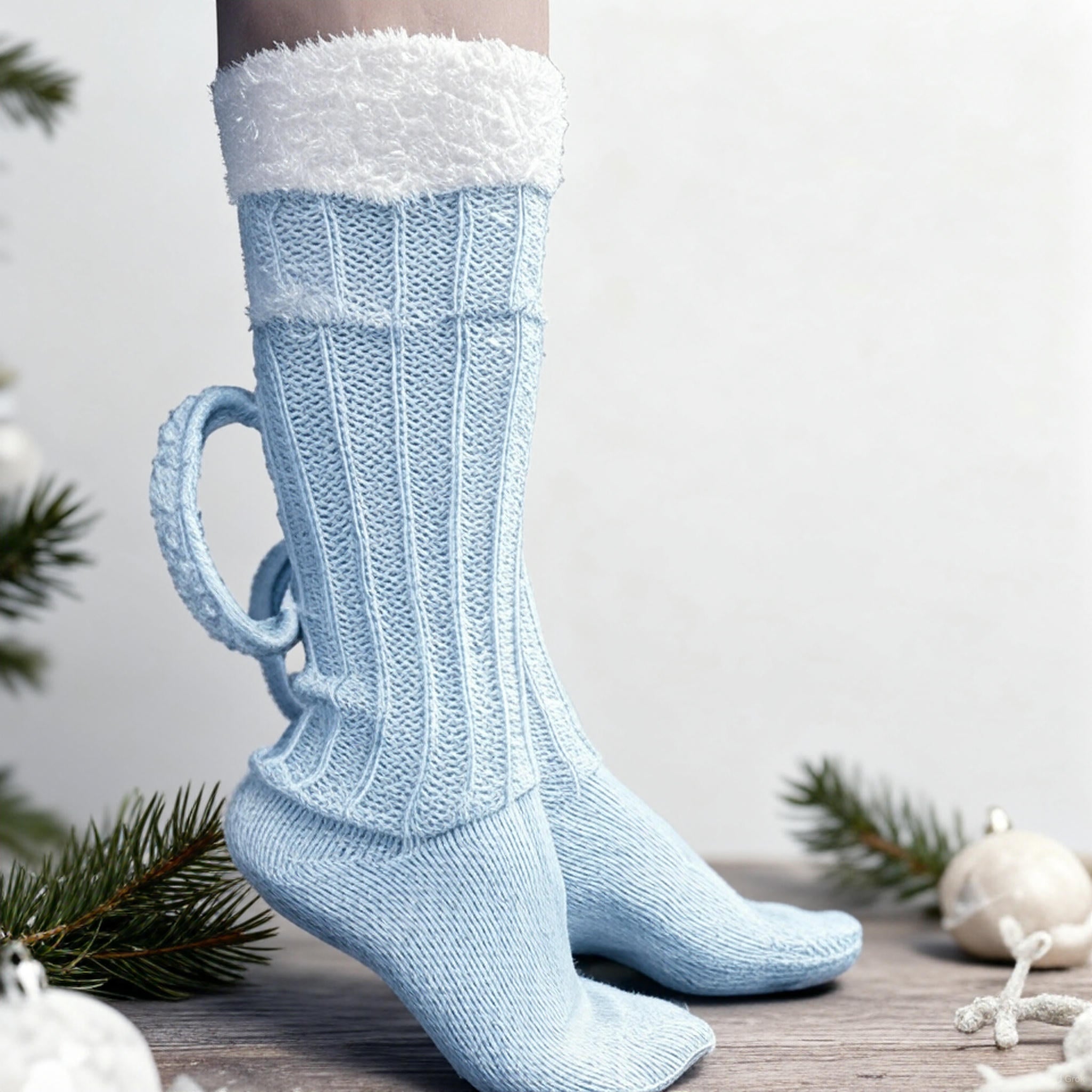 Funny Knitted Beer Socks with Handcrafted Handle