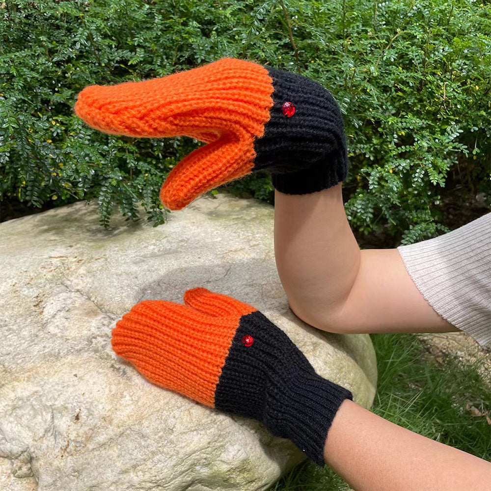 Orange Goose Unisex Knitted Wool Mittens