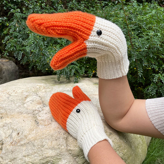 Orange Goose Unisex Knitted Wool Mittens