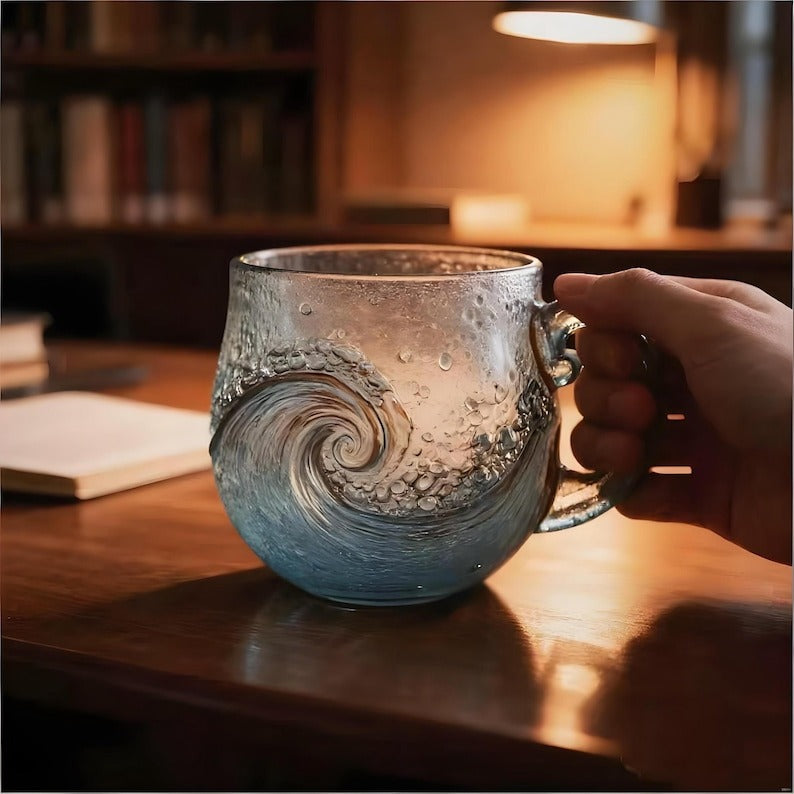 Handblown Sea Glass Wave Mug