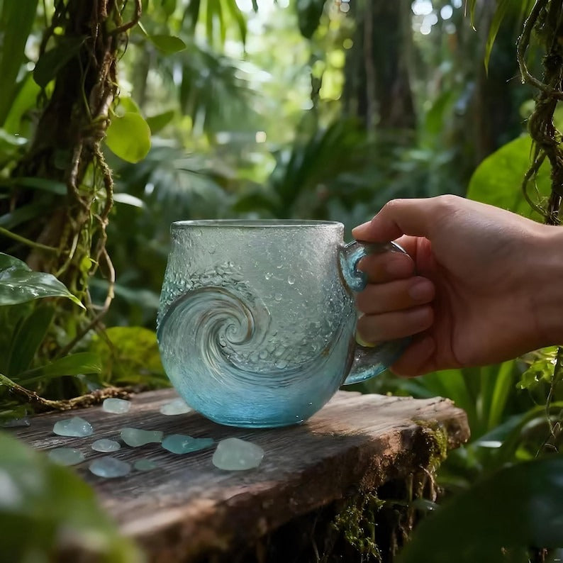 Handblown Sea Glass Wave Mug
