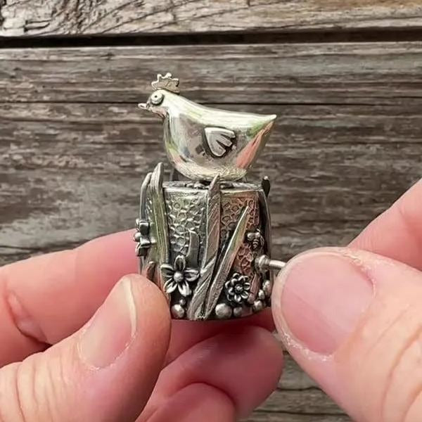 ✨2025 New Arrival🐔 Handcrafted Silver Clay Automata
