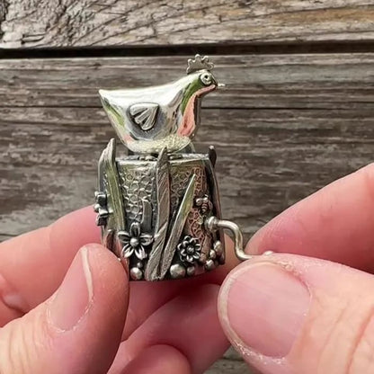✨2025 New Arrival🐔 Handcrafted Silver Clay Automata