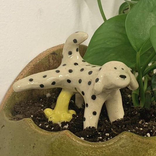 Handmade Ceramic Peeing Dog Pot Decoration - Funny Plant Pot Accessory