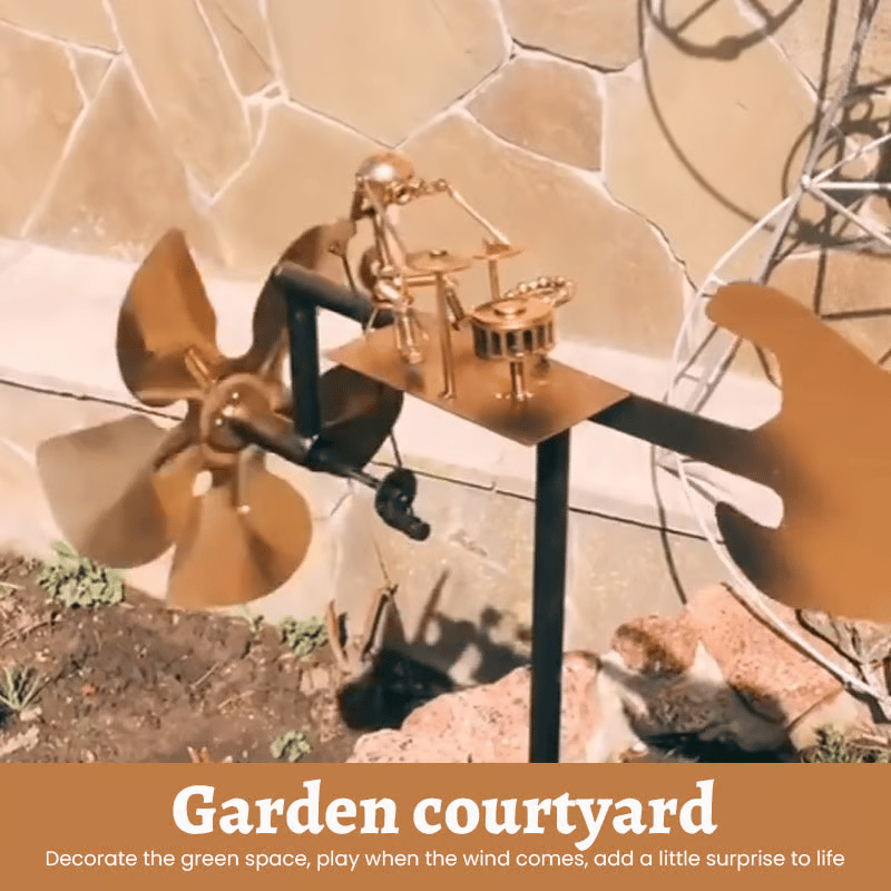 "Wind-Powered Air Drummer: The Silent Garden Rockstar!"🥁