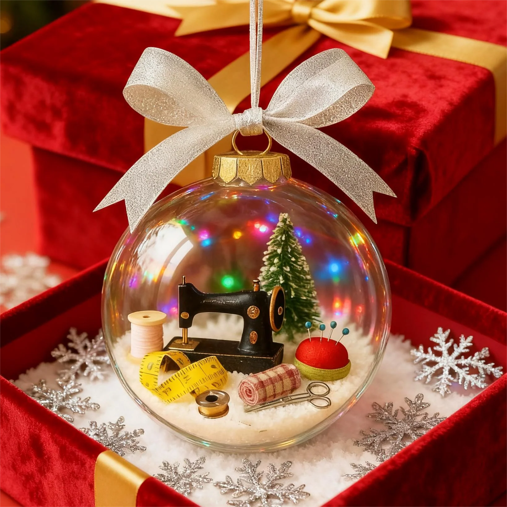 Holiday Sewing Snow Globe Ornament