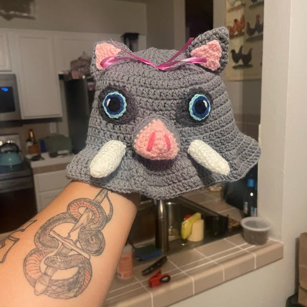 Inosuke Inspired Crochet Hat