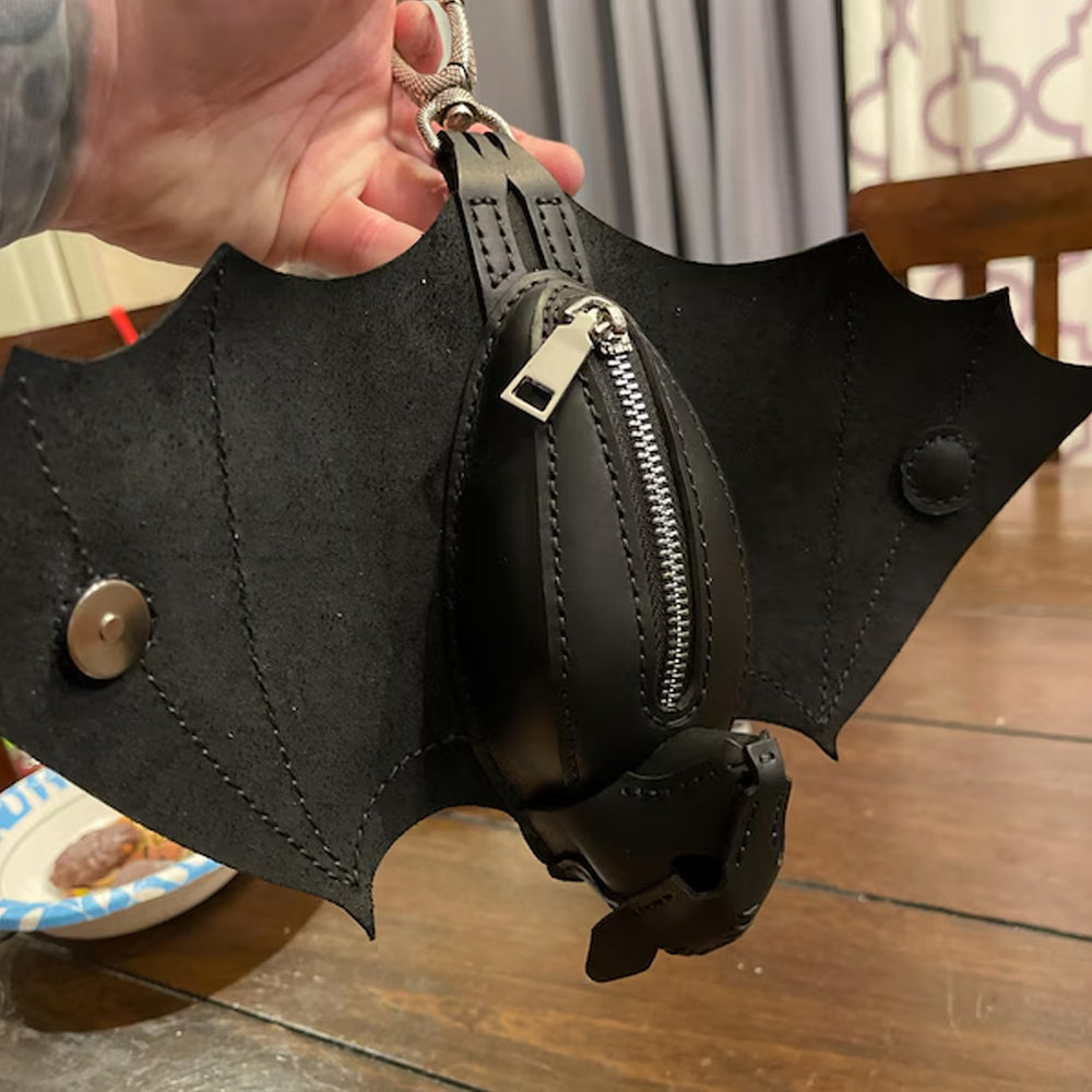 Leather Bat Coin Purse