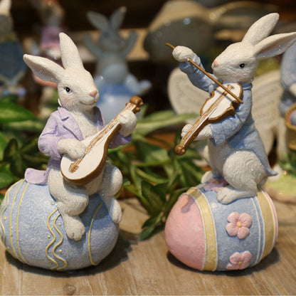 Lute Player Rabbit 10" Decor For Easter