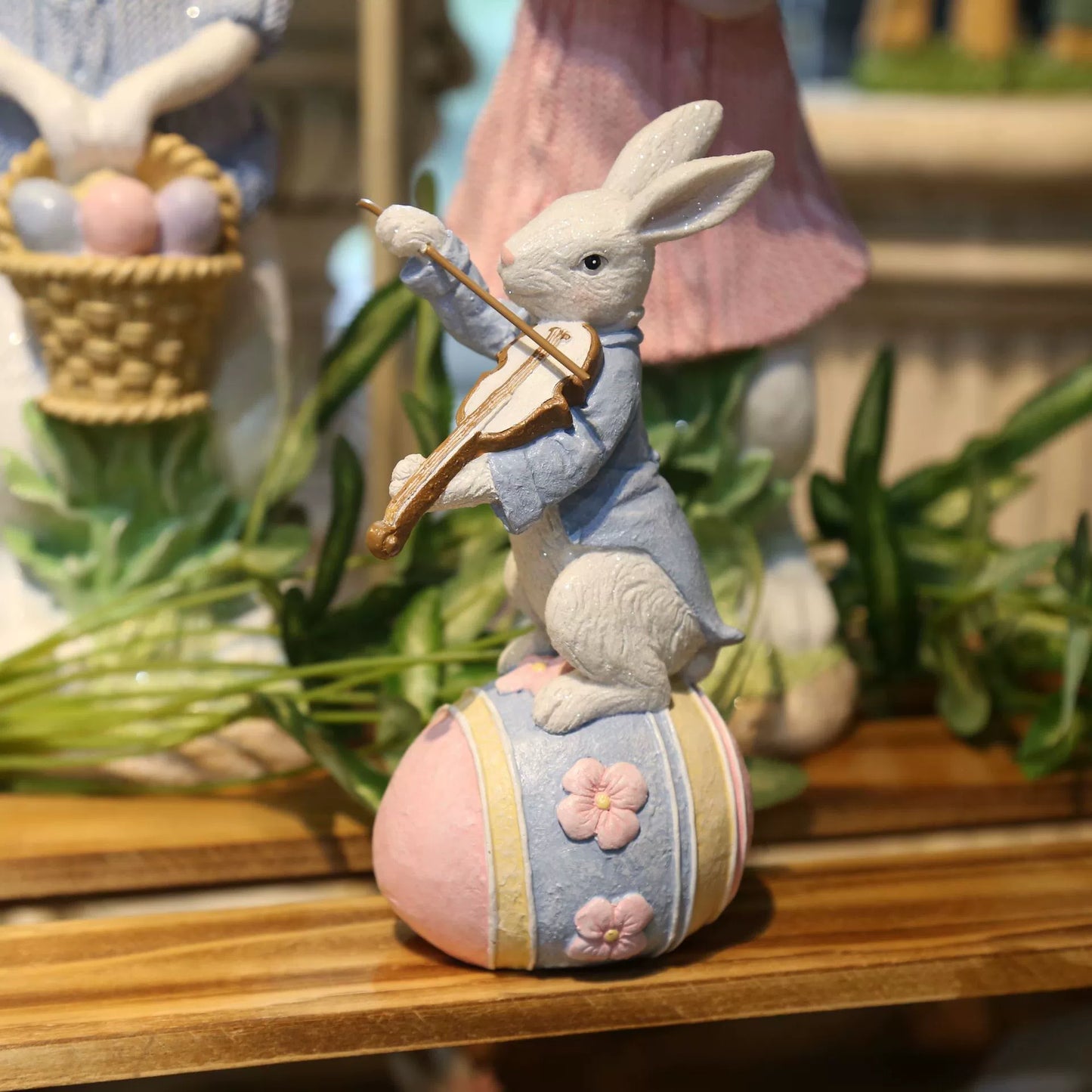 Lute Player Rabbit 10" Decor For Easter