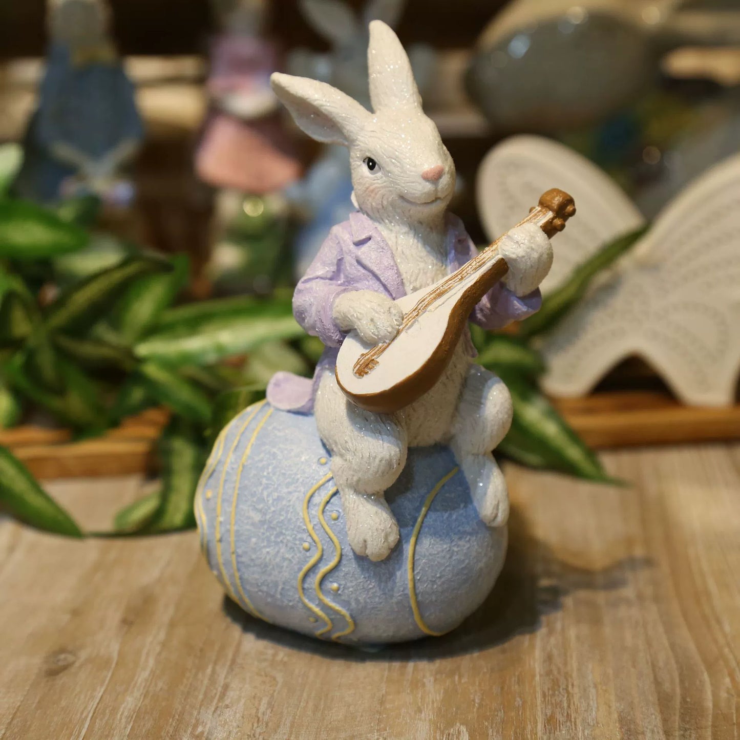 Lute Player Rabbit 10" Decor For Easter