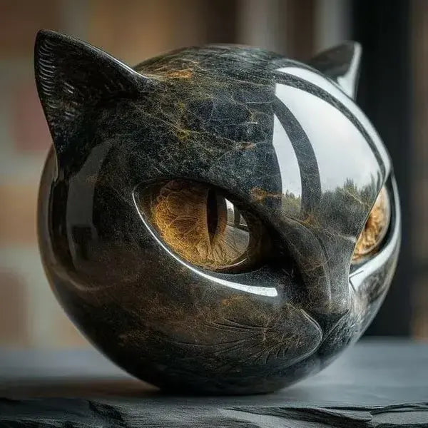 Luxury Black Cat Stone Sculpture