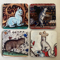 Medieval Cat coasters - set of 4