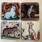 Medieval Cat coasters - set of 4