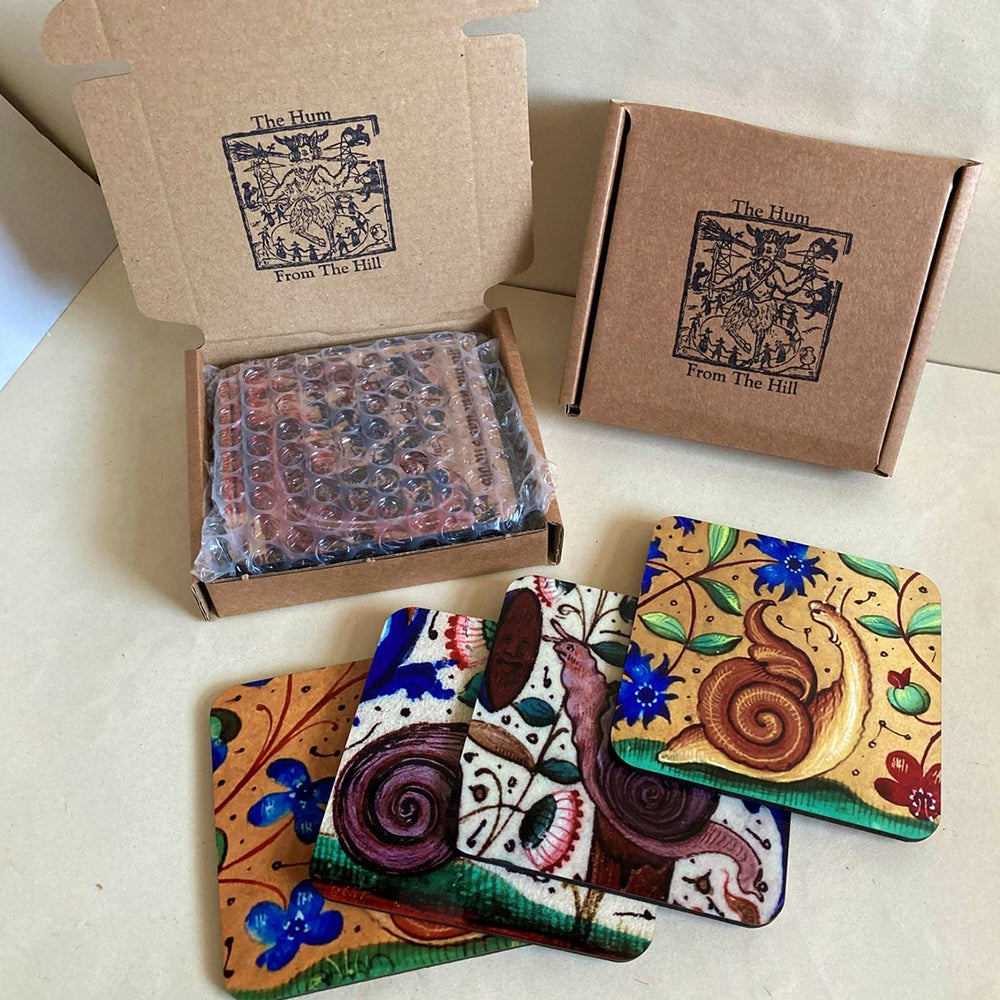 Medieval Cat coasters - set of 4