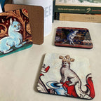 Medieval Cat coasters - set of 4